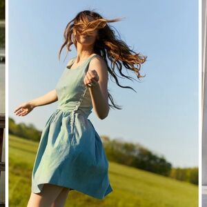 NWT beautiful Liz Alig recycled flour sack dress with buttons